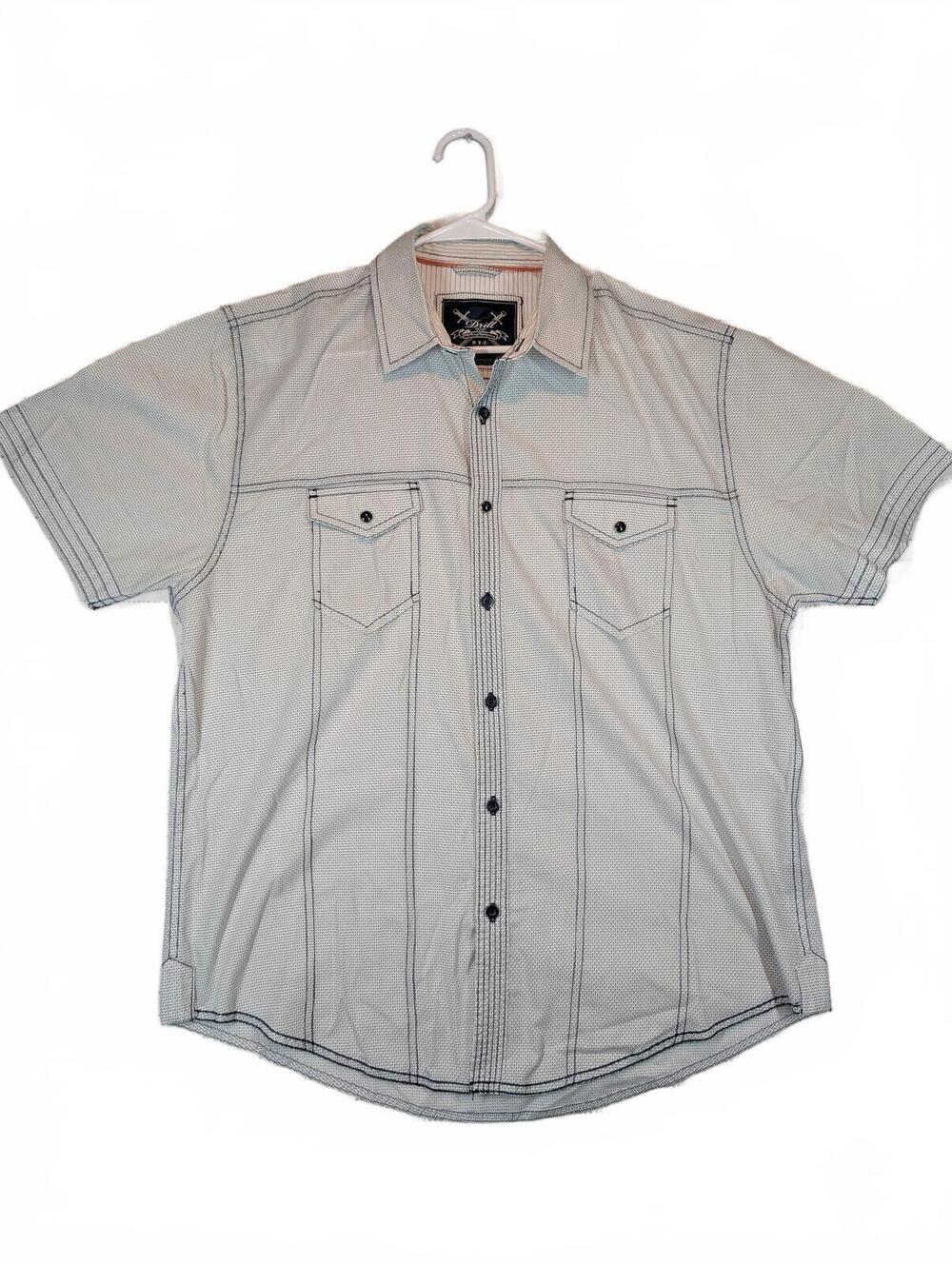 Drill NYC Short Sleeve Button Up Shirt Contrast Stitch Casual Mens Large
